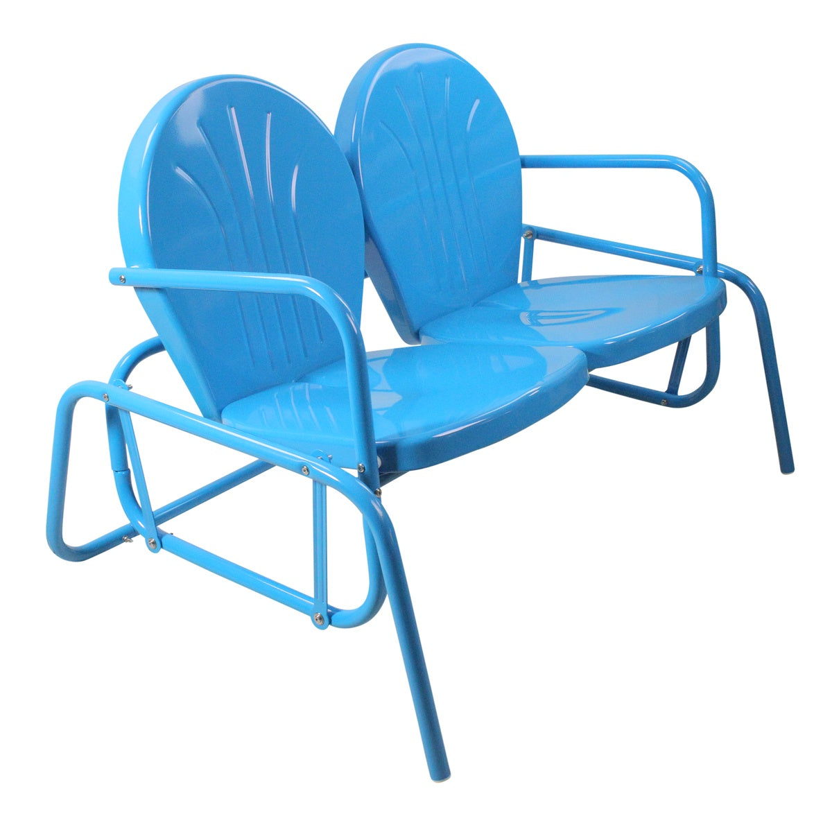  Northlight 2-Person Outdoor Retro Metal Tulip Double Glider Patio Chair  Turquoise Blue - Turquoise Blue - Bonton