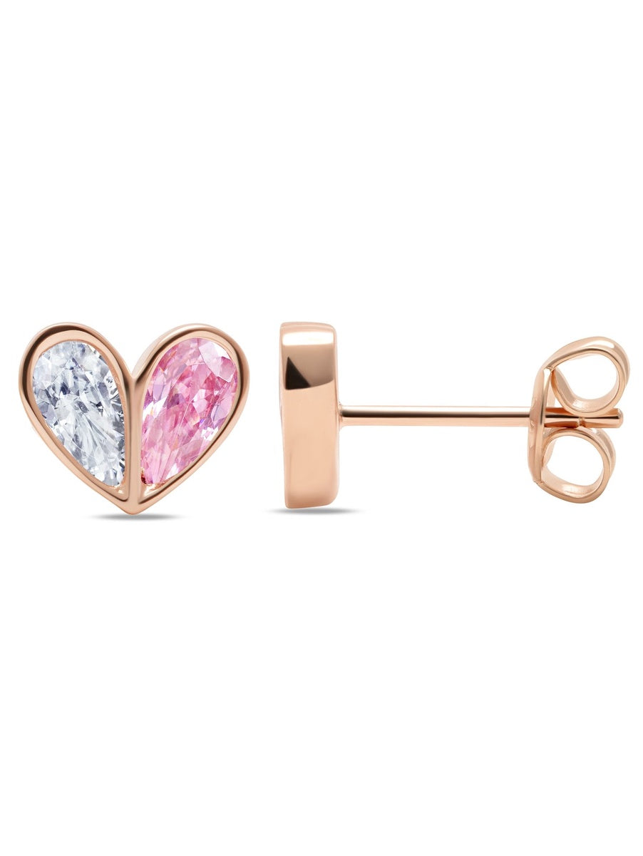  CRISLU Crush Pink and Clear Earrings in Rose - 18kt Rose Gold - Bonton