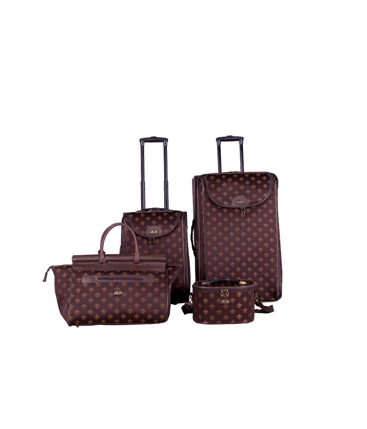  American Flyer Fleur De Lis 4-Piece Luggage Set - Brown - Bonton