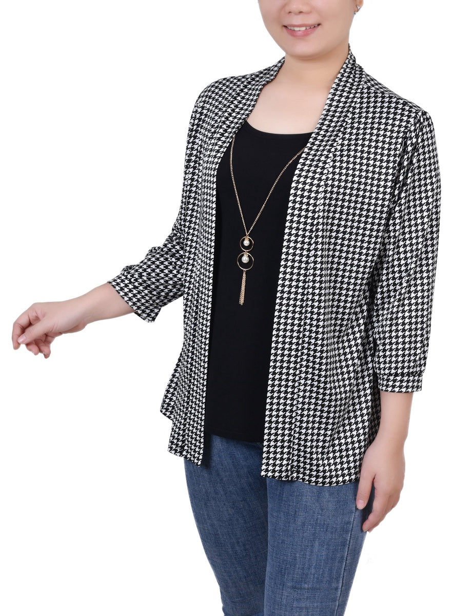  NY Collection 3/4 Sleeve Two-Fer Top - Black Gold Harlie - Bonton