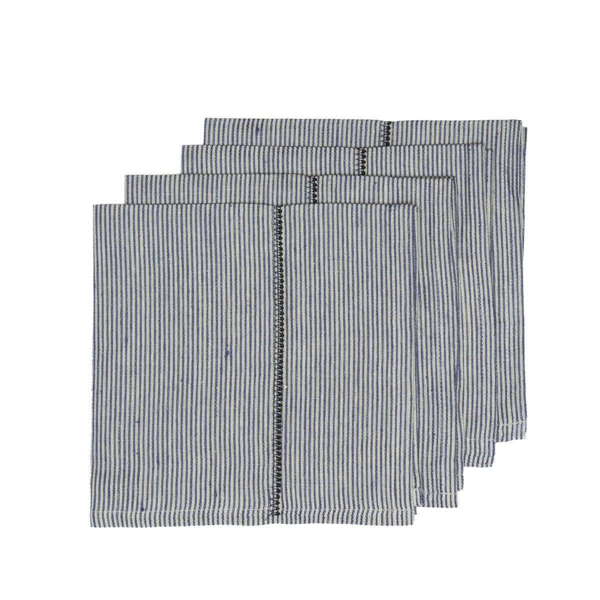  Caravan Linen Stitch Chambray Stripe Napkins 20x20 - Set of 4 - Chambray Stripe - Bonton