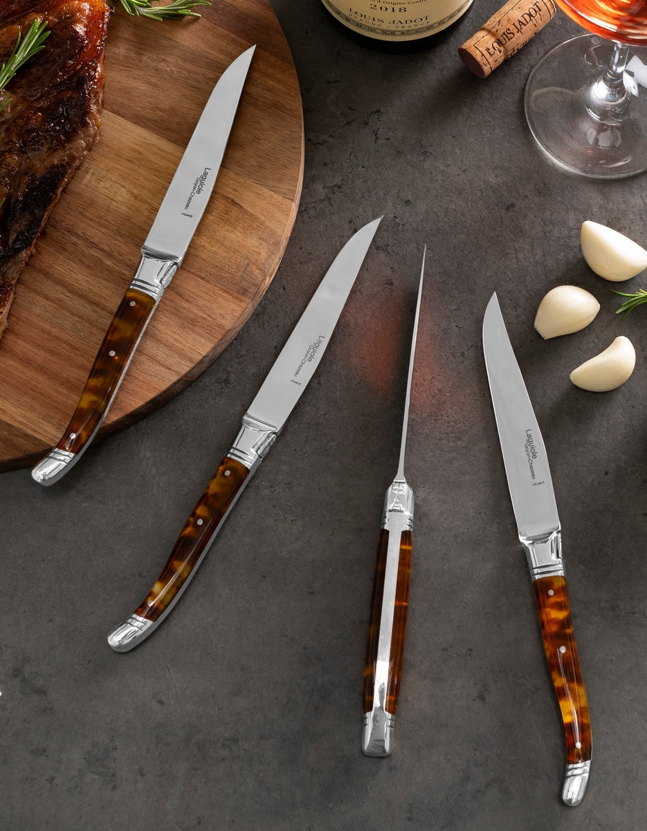  French Home Goyon-Chazeau Set of 4 Laguiole Steak Knives With Tortoise Shell Handles - Default Title - Bonton