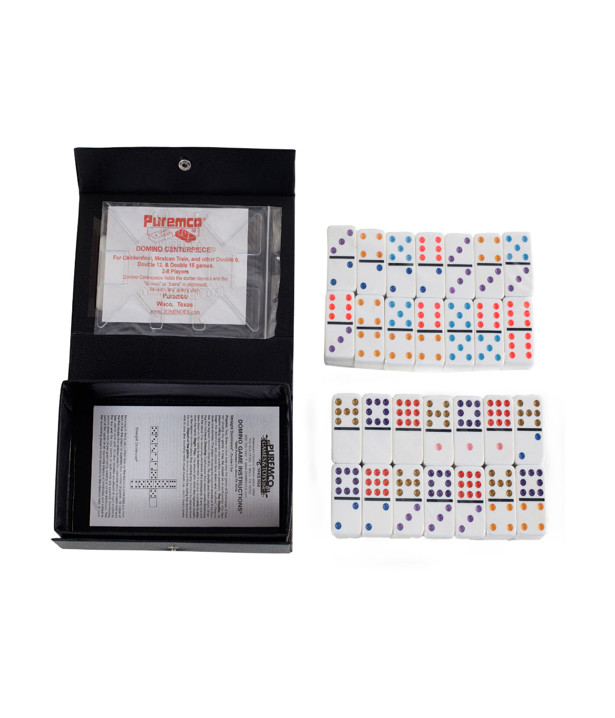  ChickenFoot Double 9 Color Dot Dominoes - Tournament Size Multi - Multi - Bonton