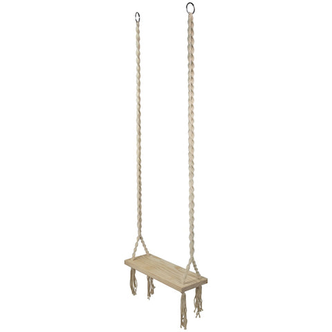 21.75" Natural Rope Wooden Swing Chair