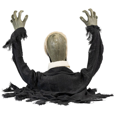 Lighted and Animated Groundbreaking Zombie Halloween Decoration - 19" - White Lights