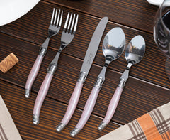 Laguiole 20 Piece Stainless Steel Flatware Set, Service for 4, Petal Pink