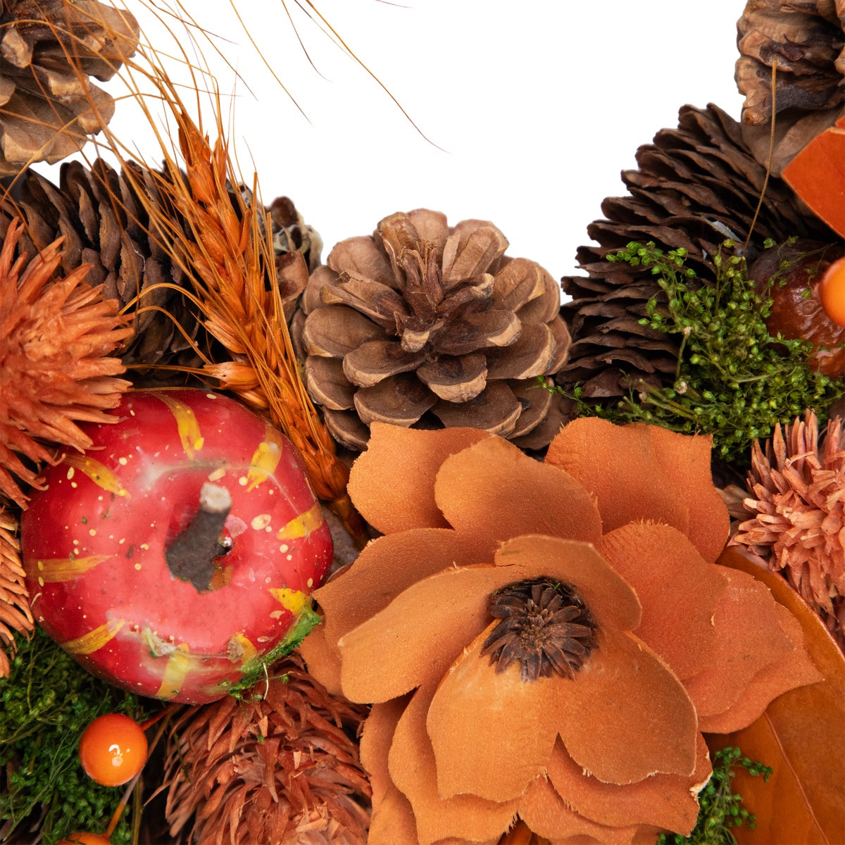  Northlight Flowers and Gourds Pine Cone Artificial Fall Harvest Wreath  13.25-Inch  Unlit - Default Title - Bonton