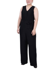 Plus Size Sleeveless Belted Jumpsuit