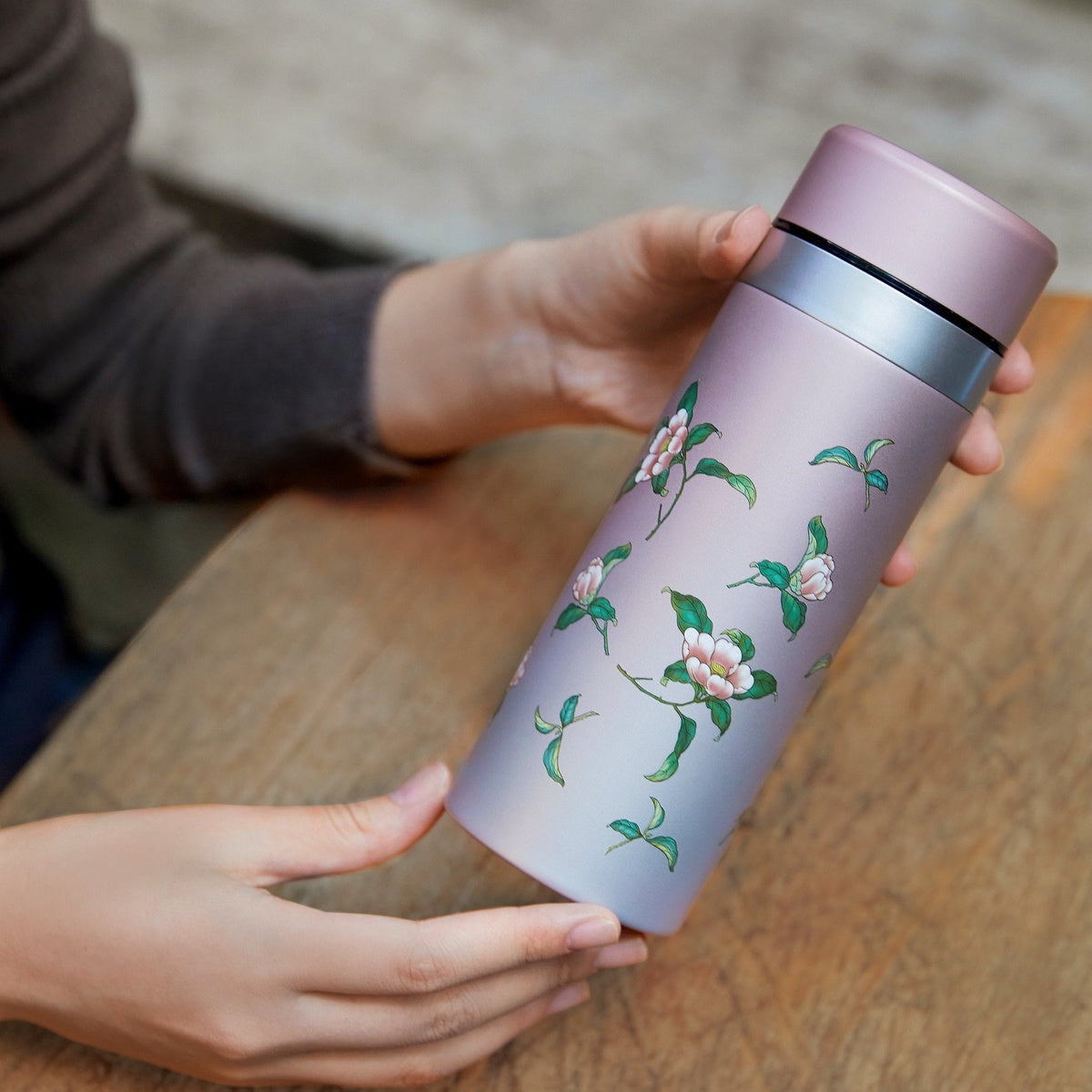  Acera The Flower Fairy Stainless Steel Travel Mug With Ceramic Core - White with Floral Decals - Bonton