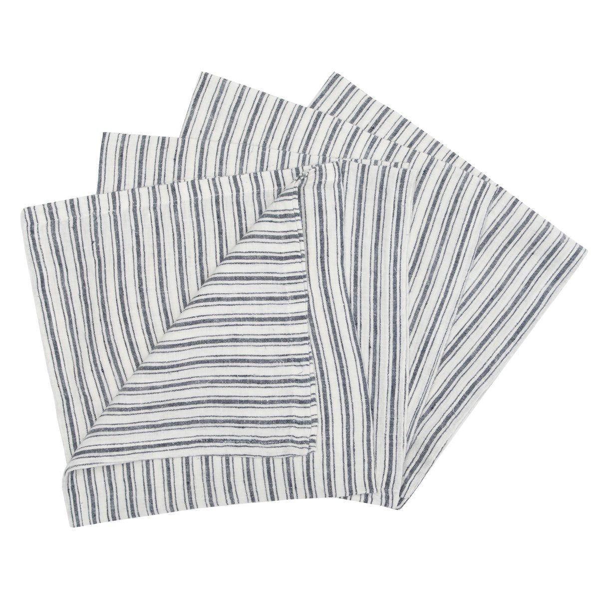  Caravan Boat Stripe Napkins, Set of 4 - Indigo & White - Bonton