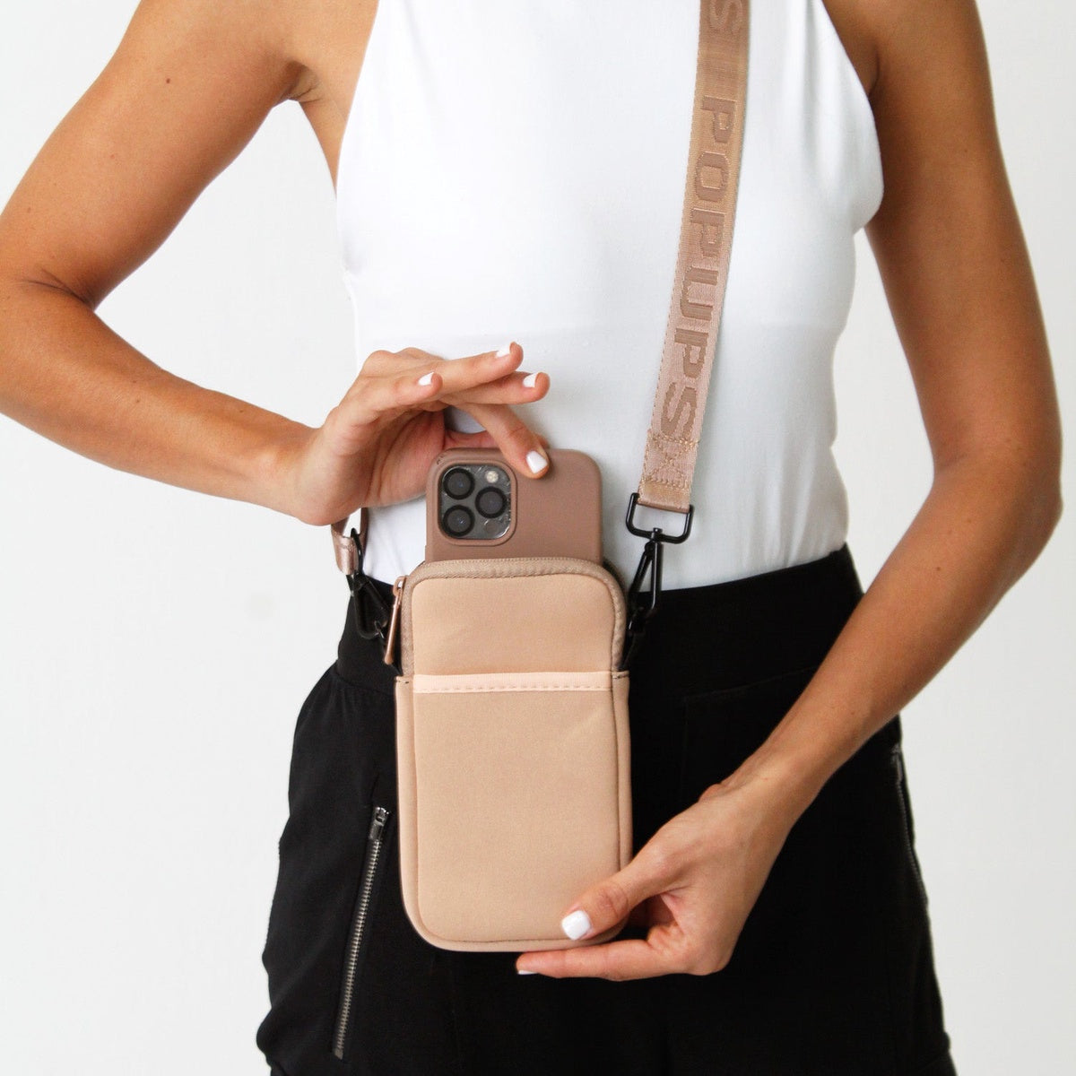  Pop Ups Brand Phone Bag Tan - Default Title - Bonton