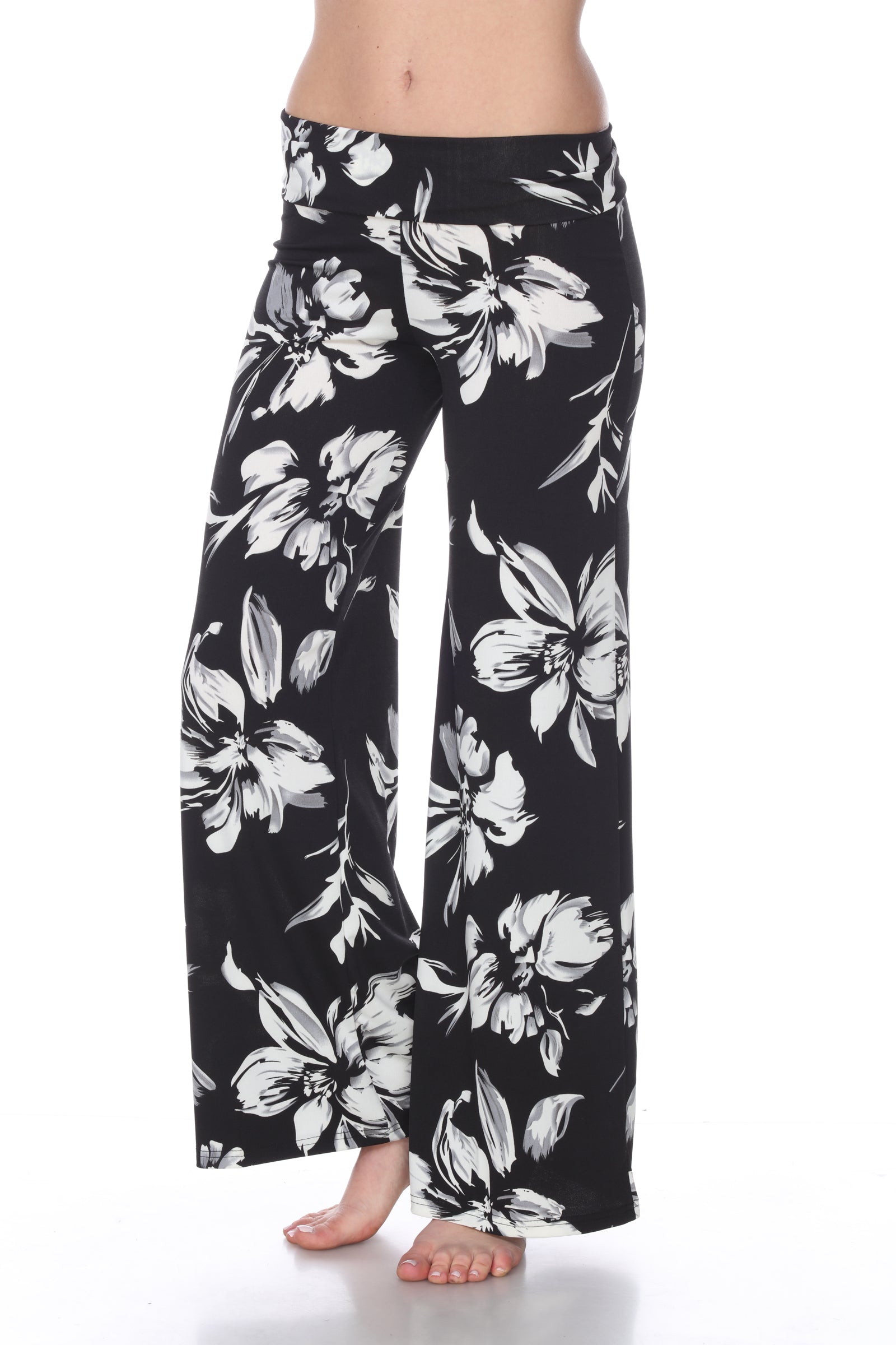  White Mark Flower Print Palazzo Pants - L - Bonton