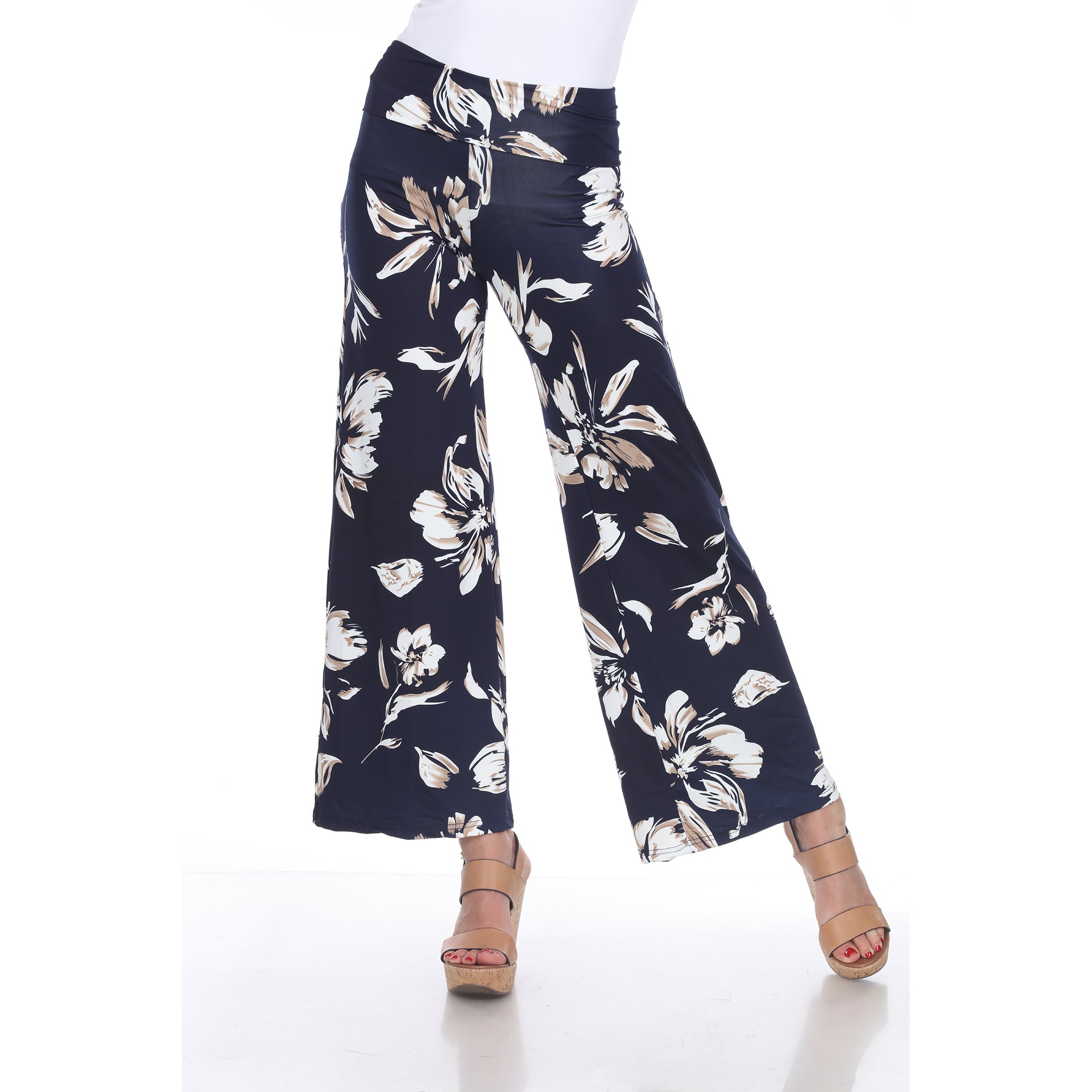  White Mark Flower Print Palazzo Pants - XL - Bonton