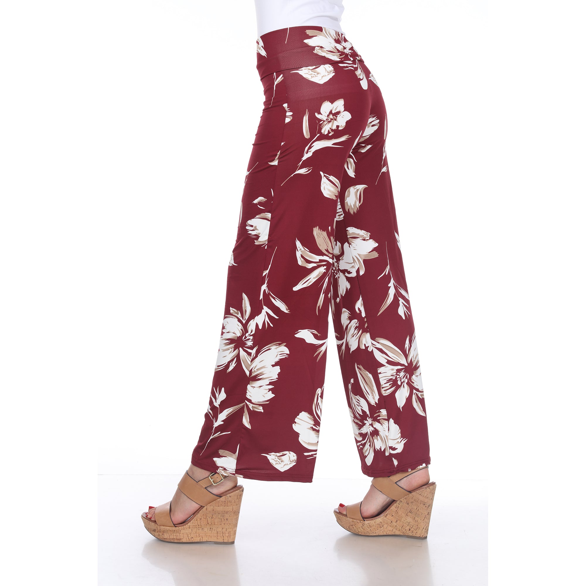  White Mark Flower Print Palazzo Pants - L - Bonton