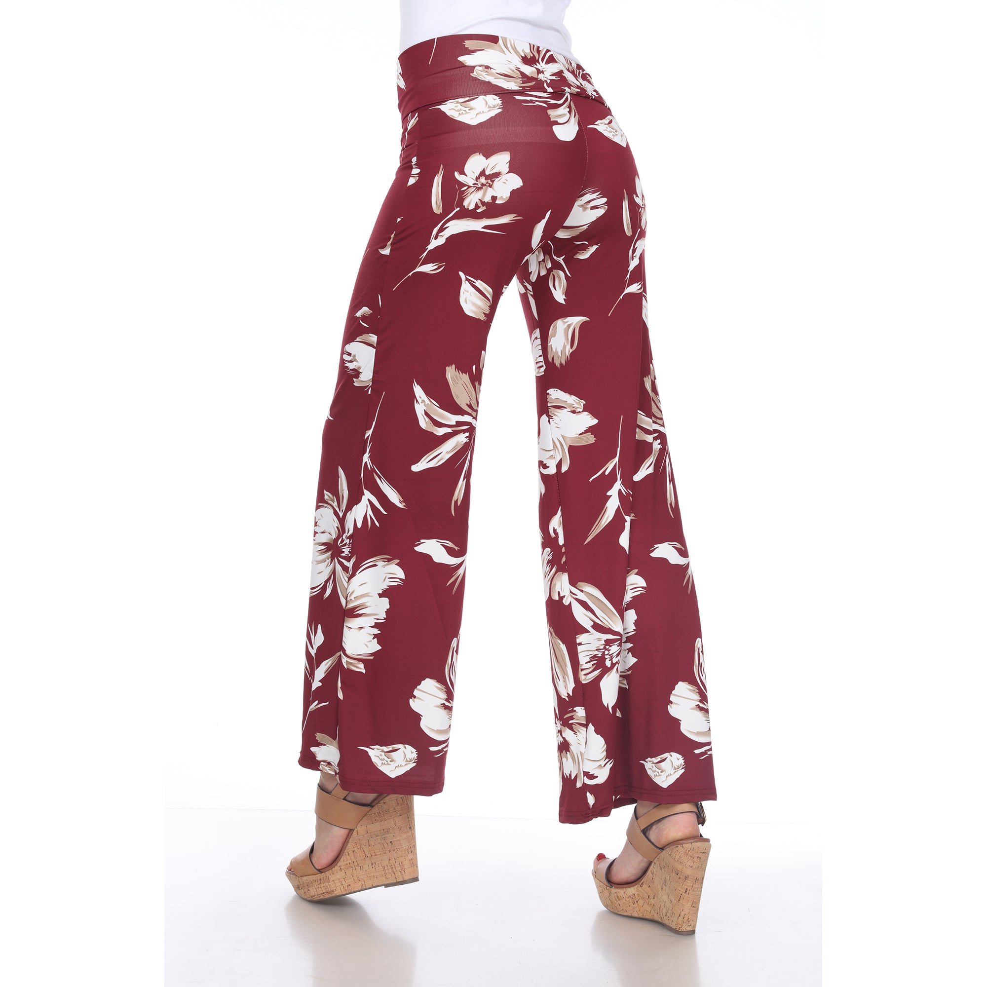  White Mark Flower Print Palazzo Pants - L - Bonton