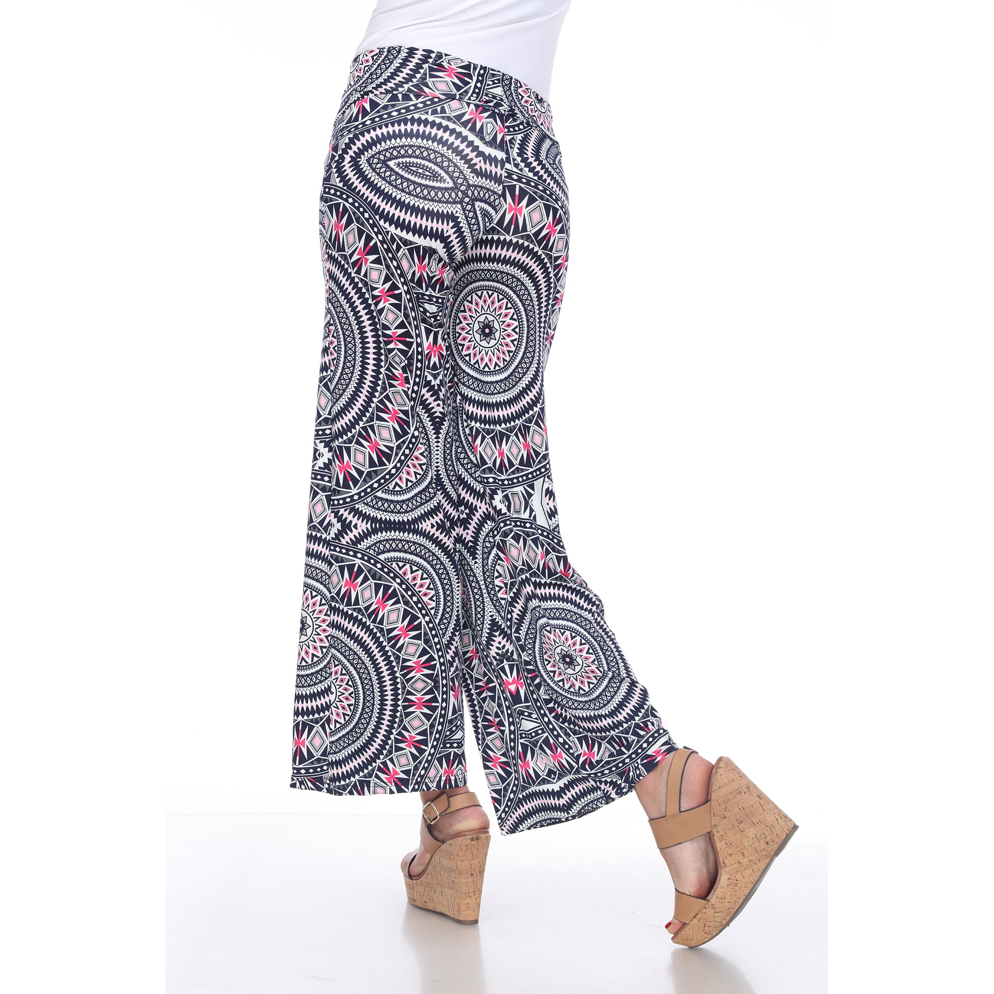  White Mark Geometric Print Palazzo Pants - S - Bonton