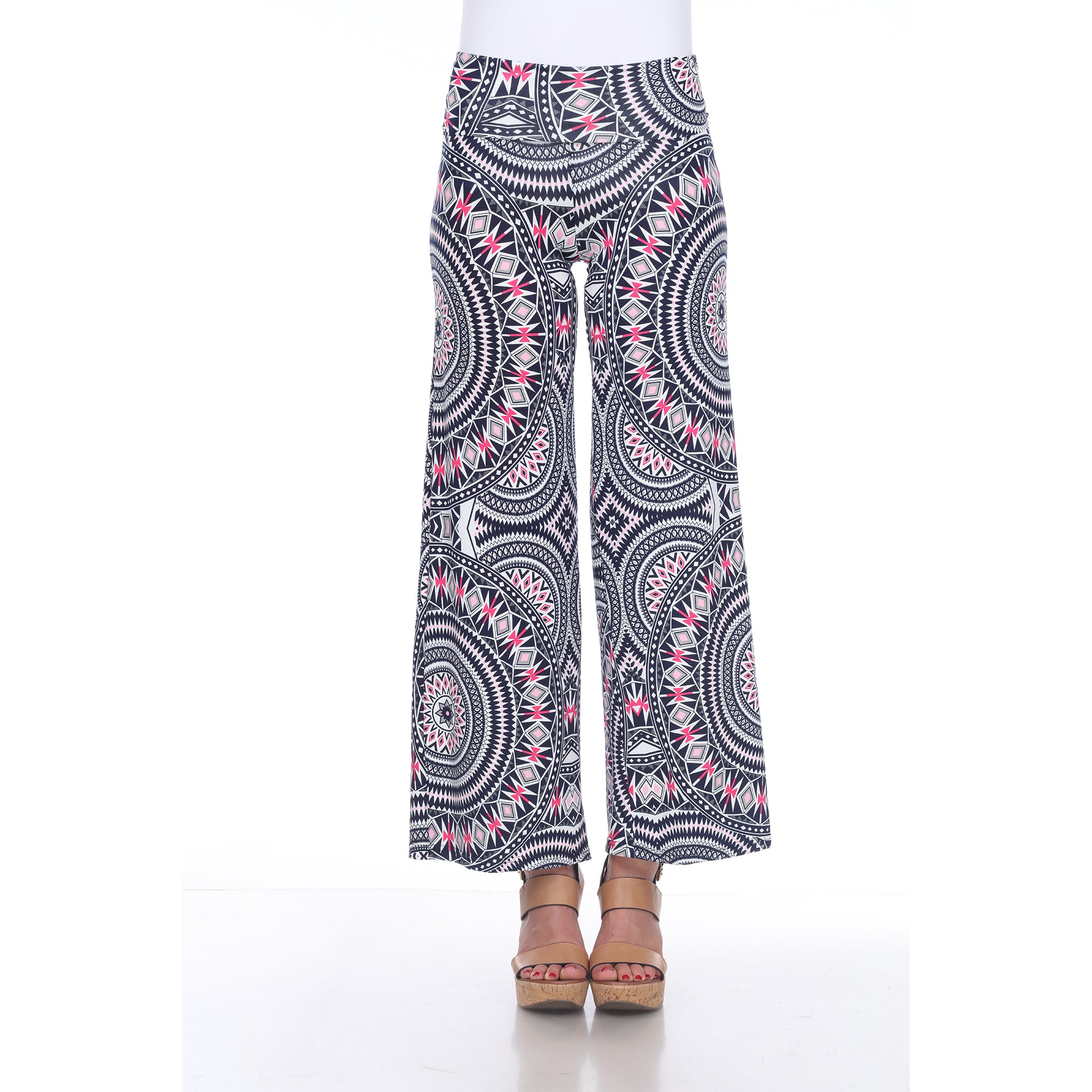  White Mark Geometric Print Palazzo Pants - S - Bonton