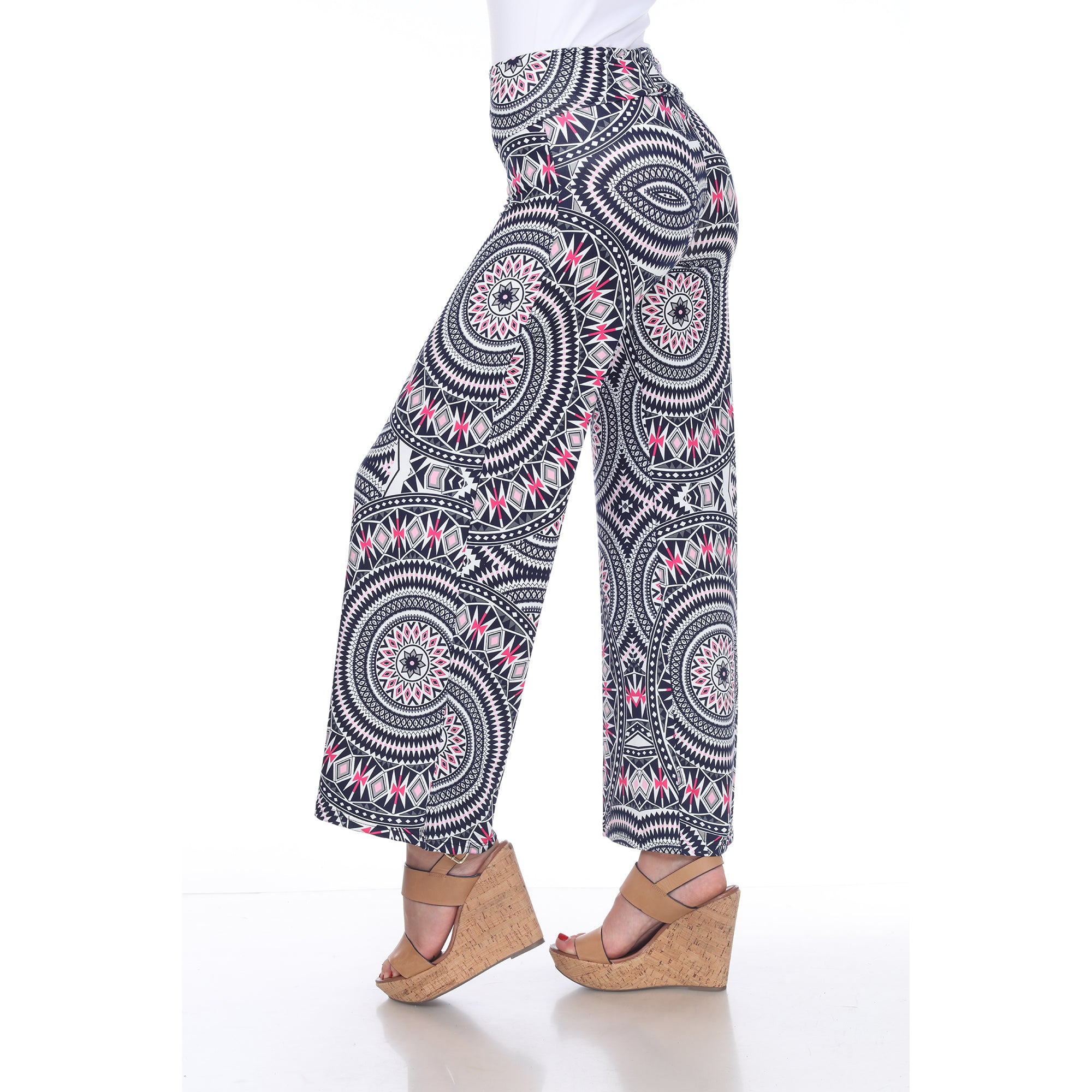  White Mark Geometric Print Palazzo Pants - S - Bonton