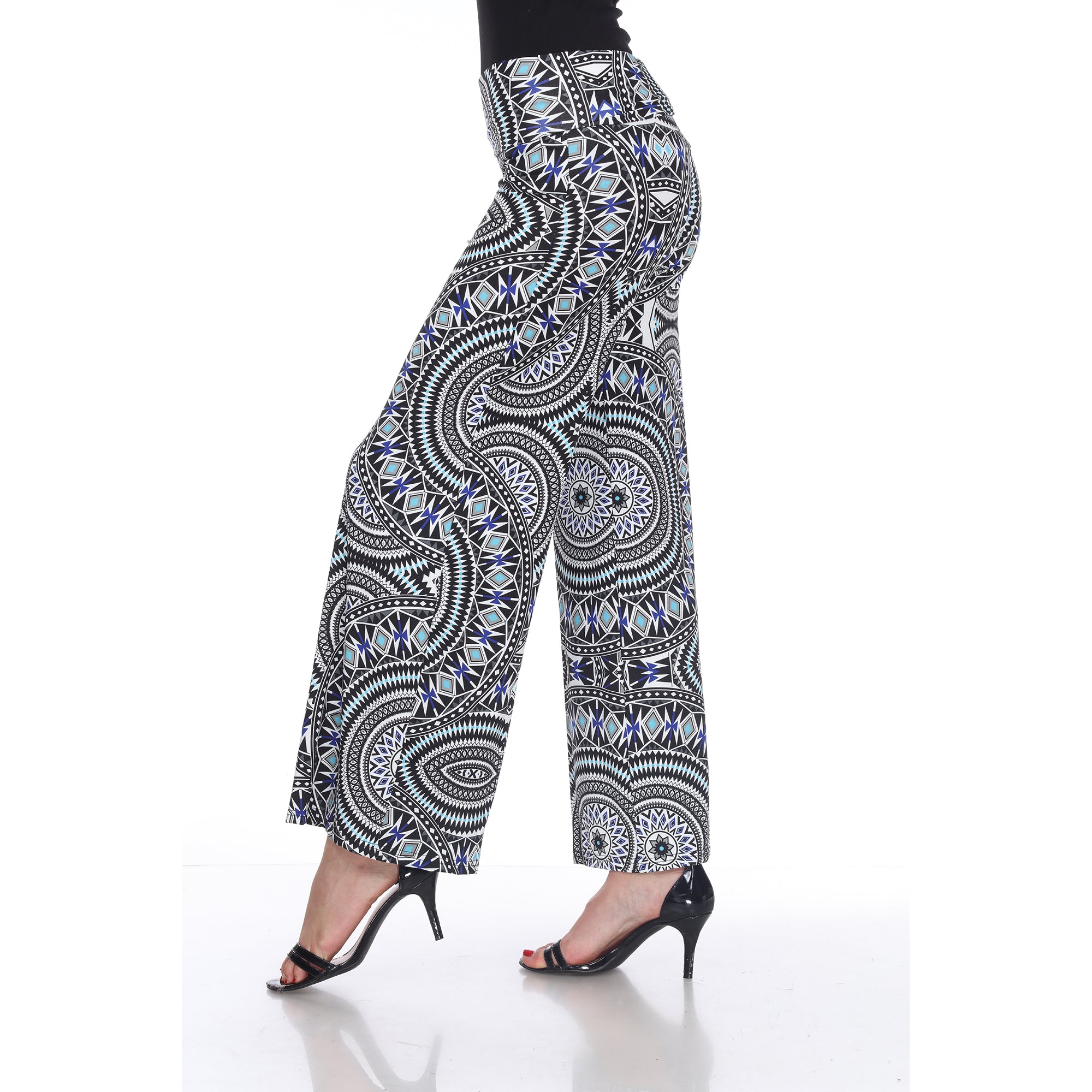  White Mark Geometric Print Palazzo Pants - S - Bonton