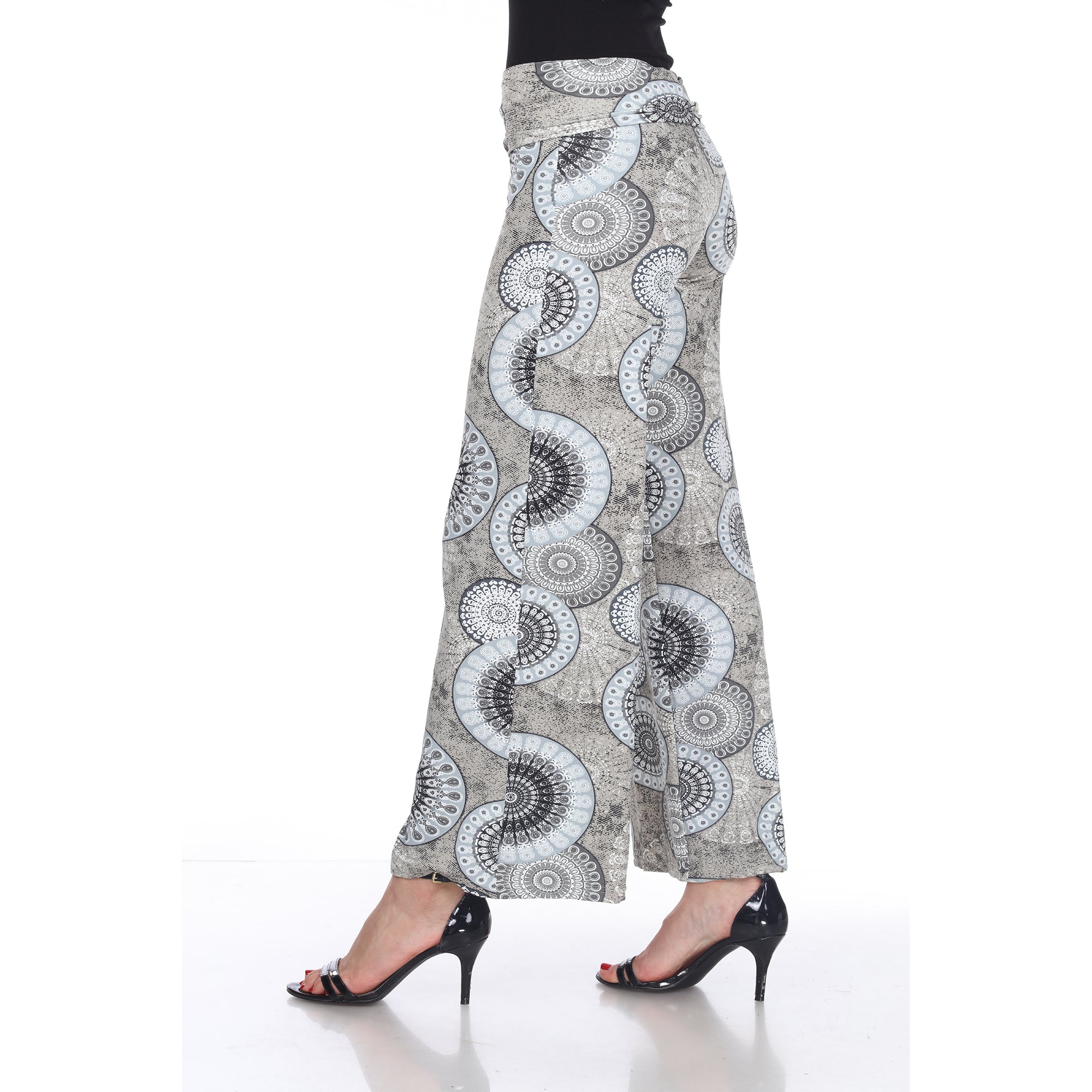  White Mark Circle Print Palazzo Pants - S - Bonton