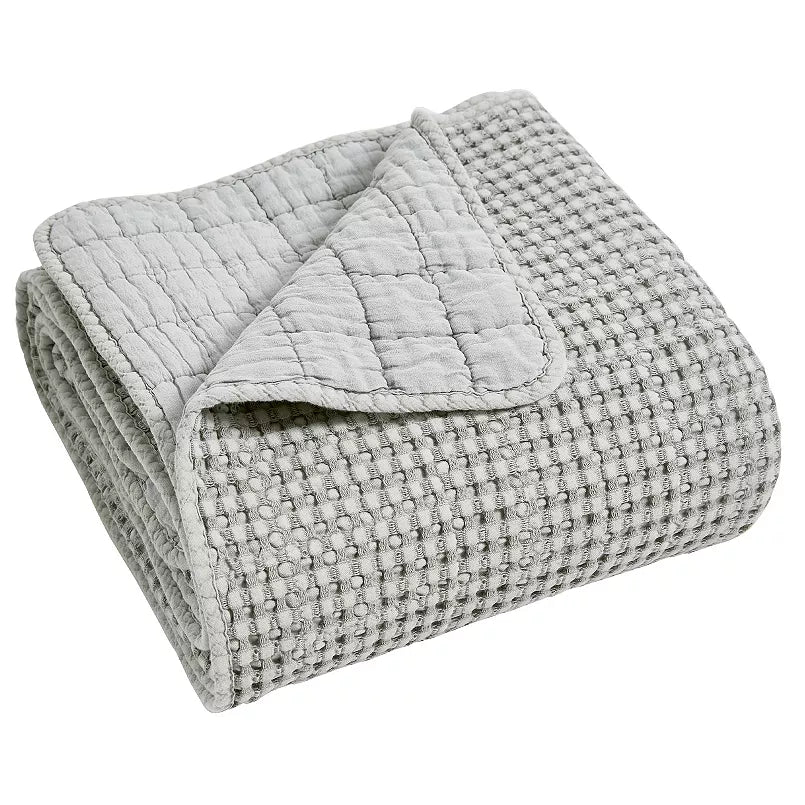  Levtex Home Mills Waffle Quilted Throw Grey - Grey - Bonton