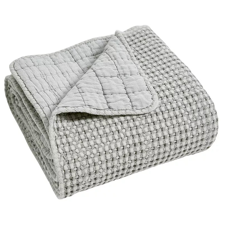 Mills Waffle Quilted Throw Grey
