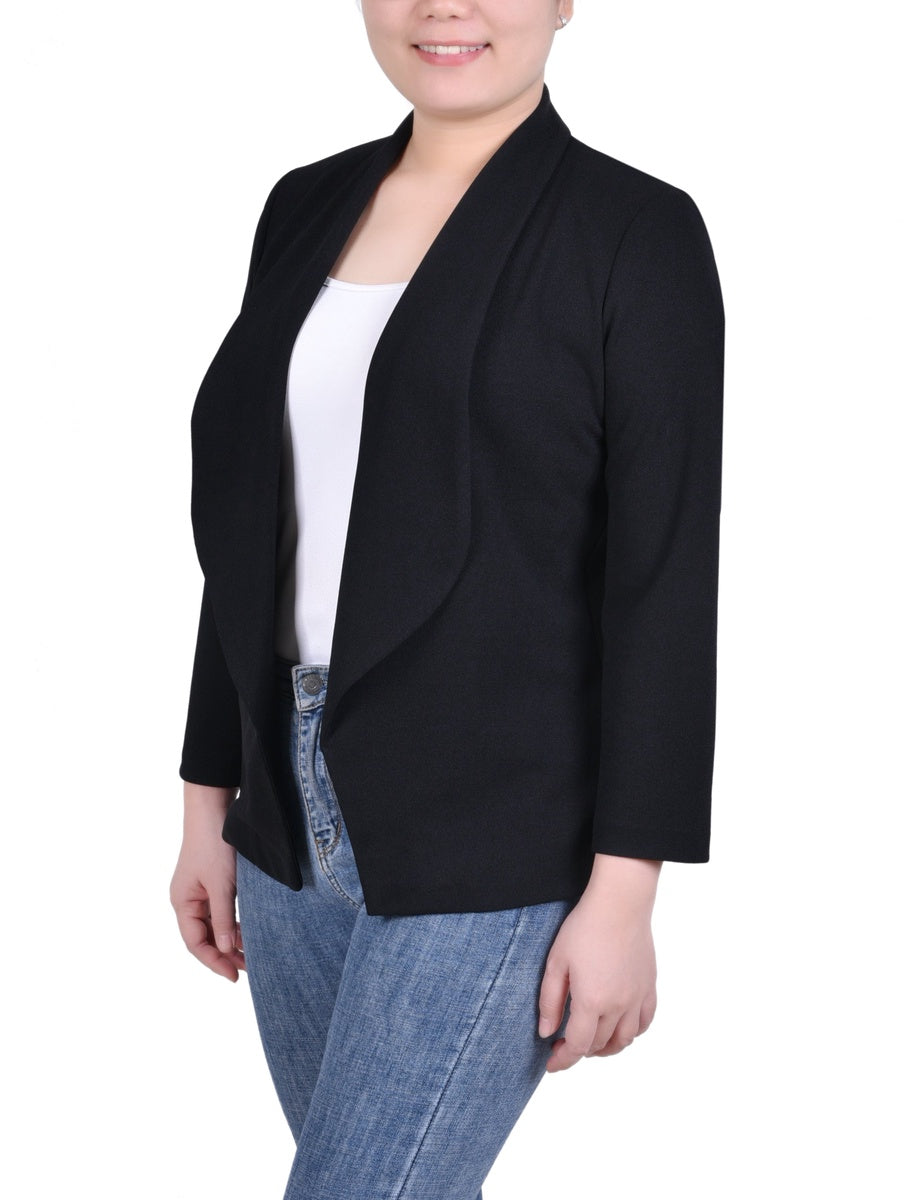  NY Collection Long Sleeve Ponte Jacket - Plum Caspia - Bonton