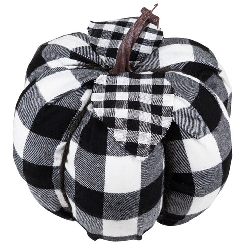 Buffalo Plaid Fall Harvest Pumpkin - 7" - Black and White