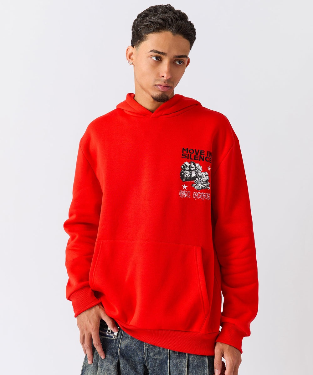  Reason Clothing Hustle Over Hype Embroidered Hoodie - Red - RED - Bonton