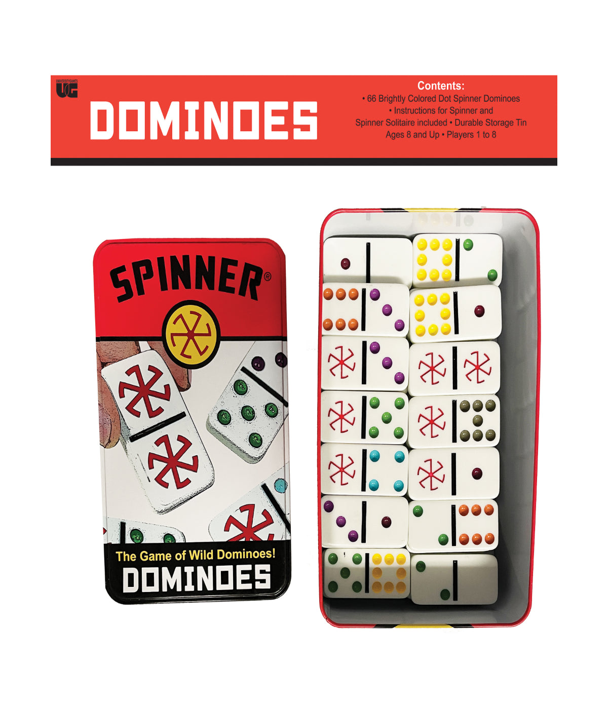  Spinner - The Game of Wild Dominoes! Tin Multi - Multi - Bonton