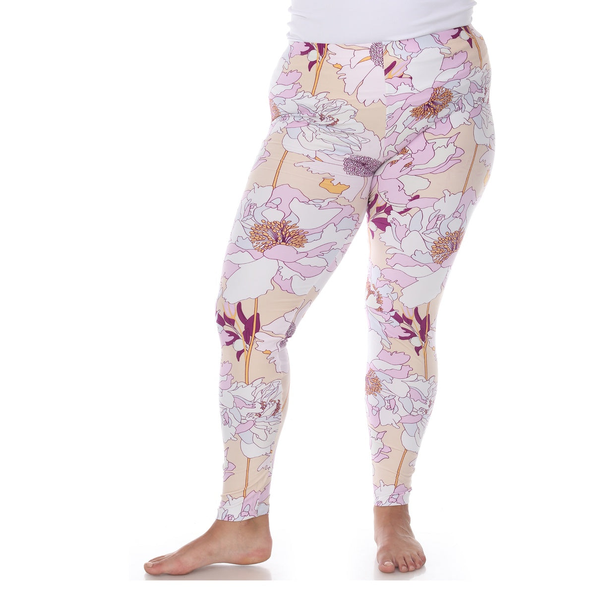  White Mark Plus Size Super Soft Tropical Printed Leggings - one size - Bonton