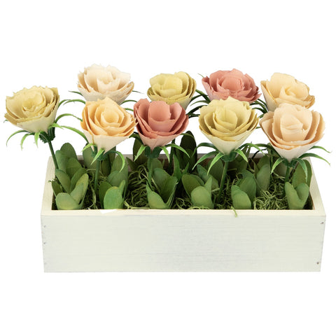 9.5" Yellow and White Potted Springtime Artificial Flowers