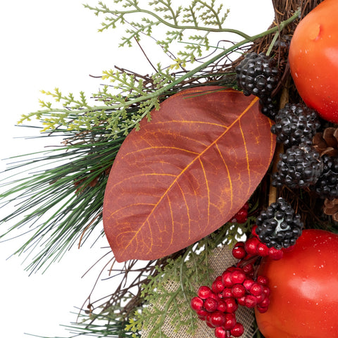 30" Autumn Harvest Mixed Berry and Pomegranate Artificial Teardrop Swag - Unlit