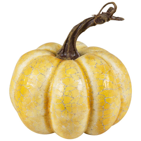 Antiqued Crackle Finish Fall Harvest Pumpkins - 4" - Set of 3 - Yellow