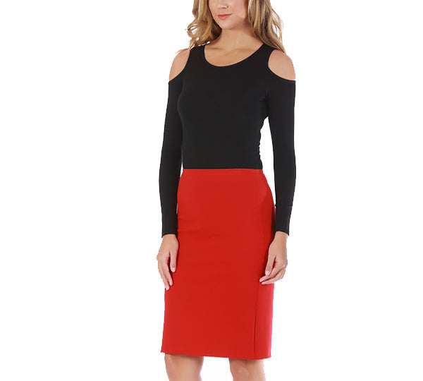  InstantFigure InstantFigure Short Pencil Skirt With Elastic Waist 168024 - Red - Bonton