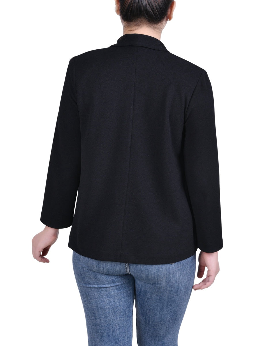 NY Collection Long Sleeve Ponte Jacket - Plum Caspia - Bonton