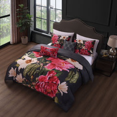 Flower Garland 200 Thread Count 100% Cotton Sateen 5 Piece Reversible Comforter Set