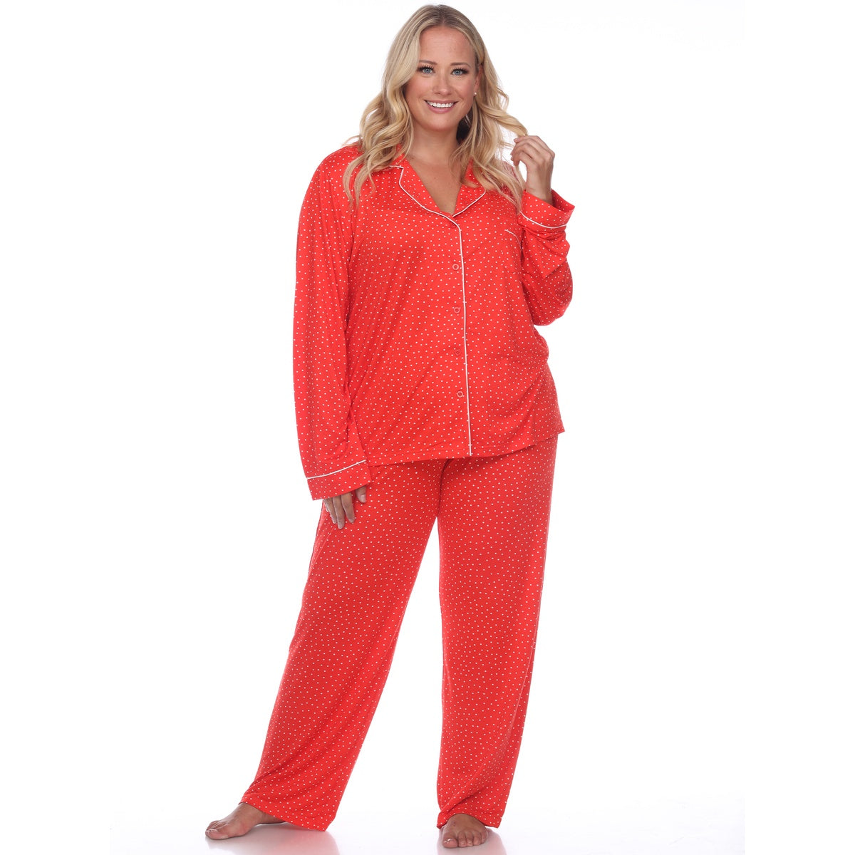  White Mark Plus Size Long Sleeve Pajama Set - 1X - Bonton