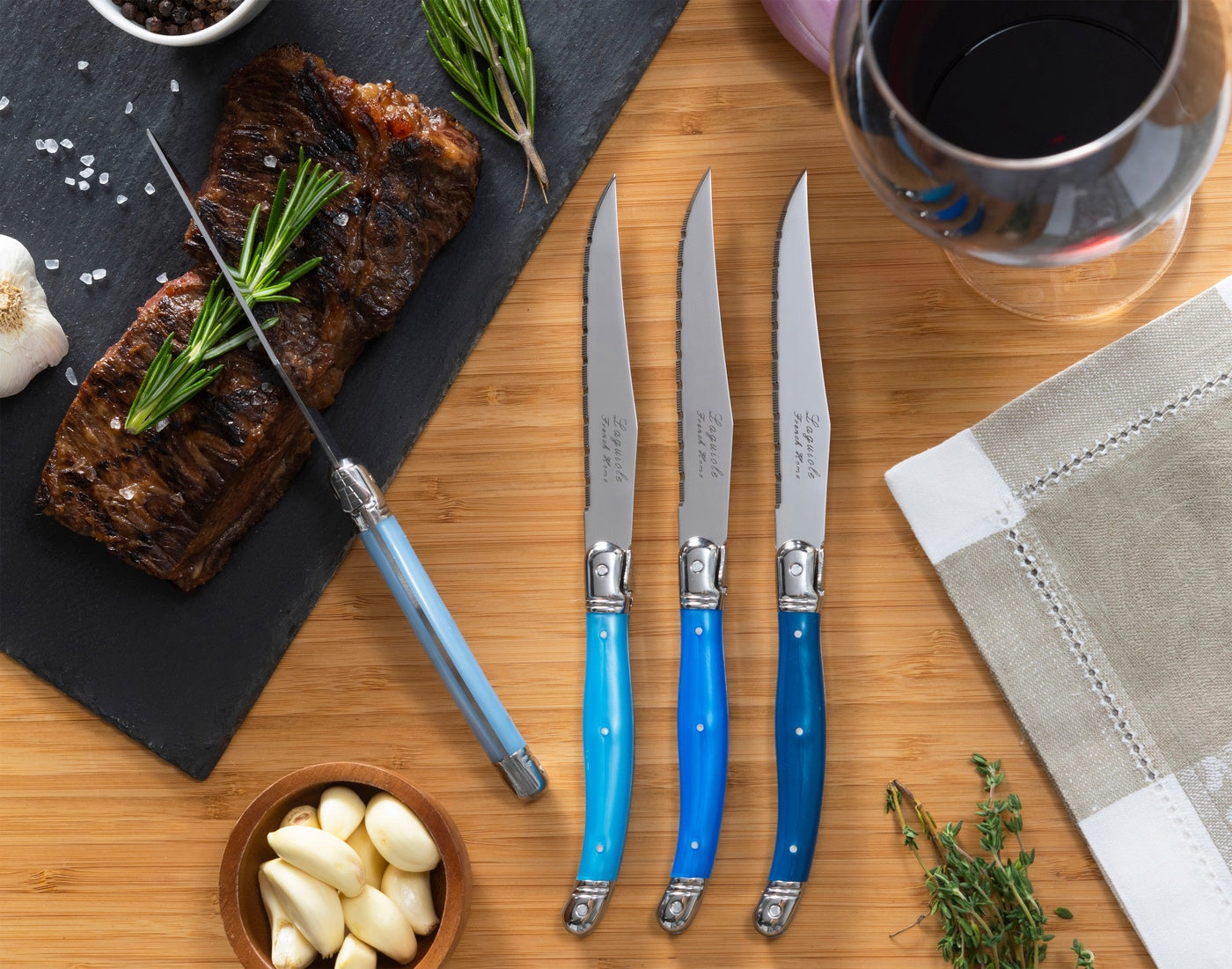  French Home Set of 4 Laguiole Steak Knives, Shades of Blue - Default Title - Bonton