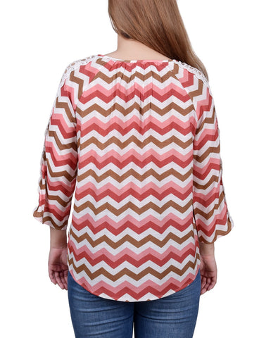 3/4 Sleeve Crochet Detail Blouse