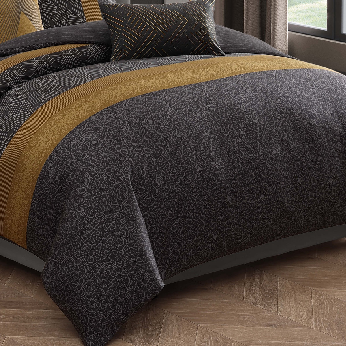  Bebejan Bebejan Golden Hex 5 Piece Reversible Comforter Set - QUEEN - Bonton