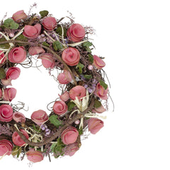 12" Pink Floral  Berry and Twig Artificial Spring Wreath