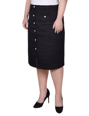 Plus Size Slim Tweed Double Knit Skirt With Pockets