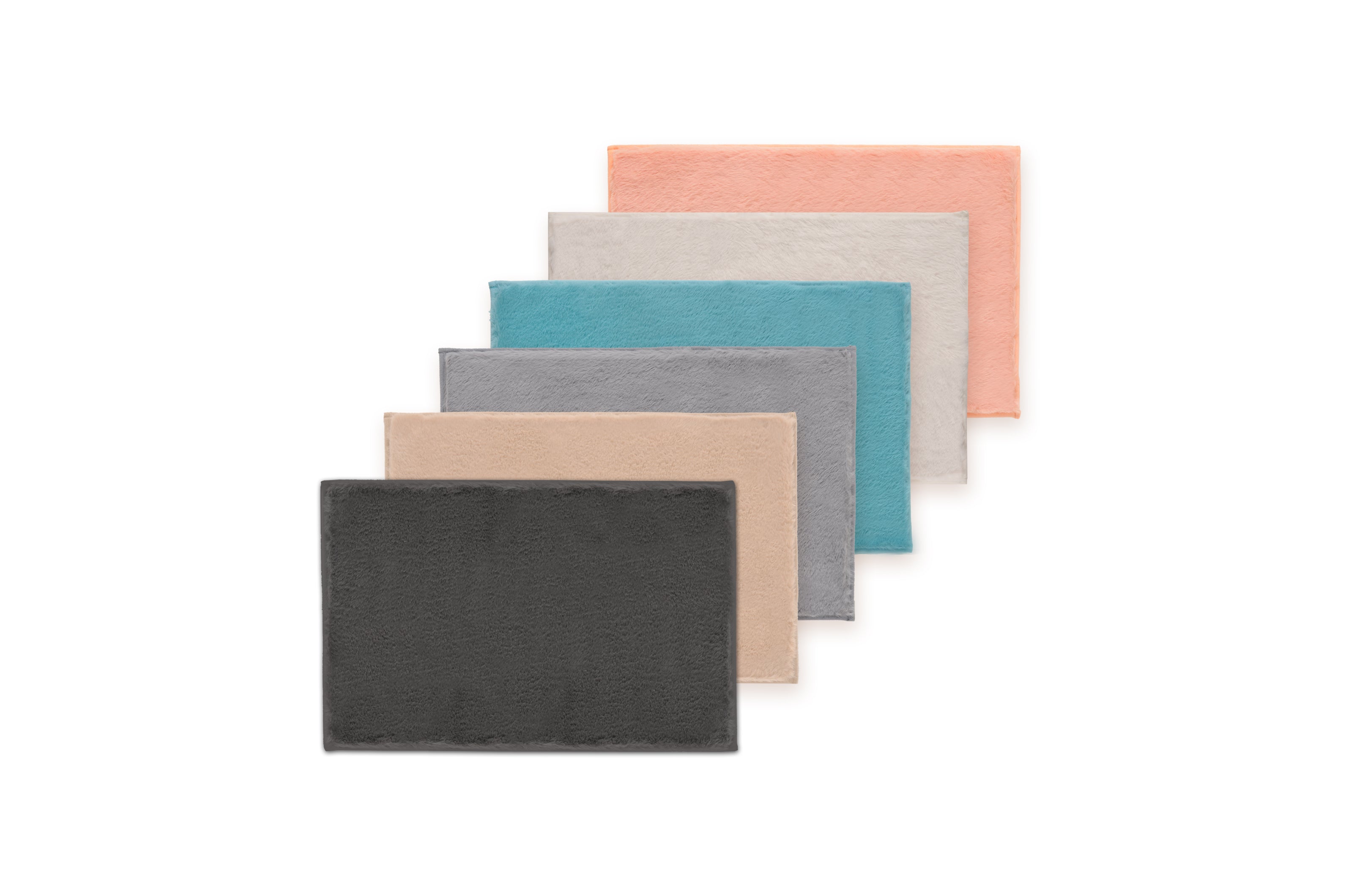  Bibb Home Bibb Home 5674 2 Piece Faux Fur Bath Mat Set - Aqua - Bonton
