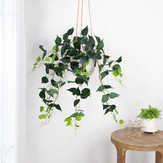 30" Green Artificial Pothos Hanging Floral Bush