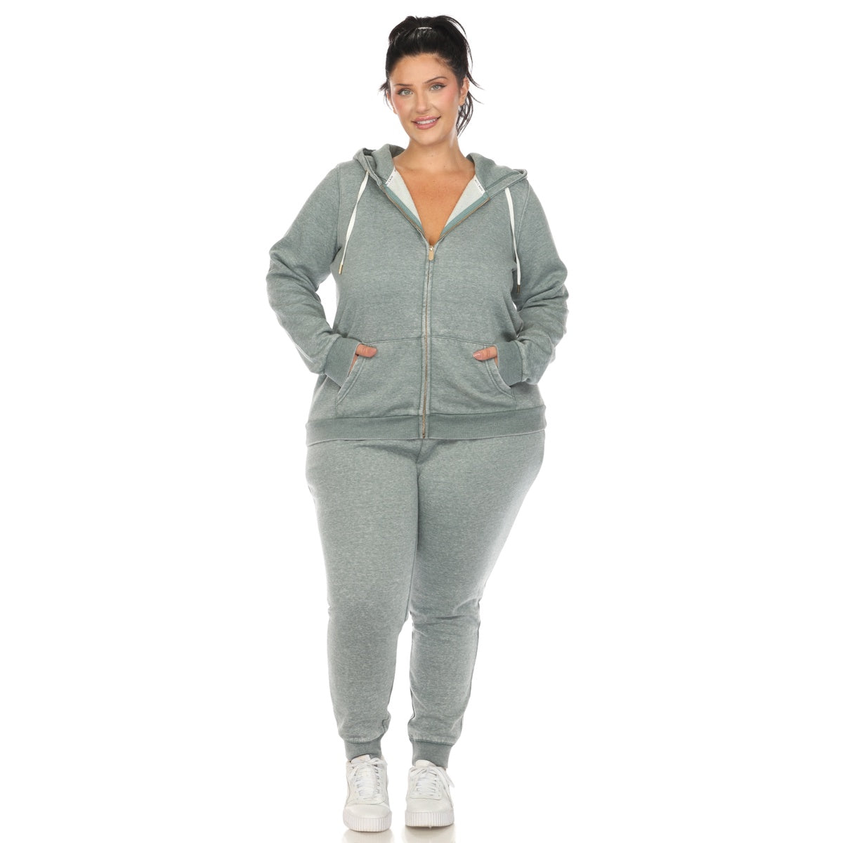  White Mark Plus Size Burnout Jogger Set - 1X - Bonton