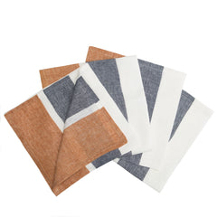 Bold Stripe Linen Rust Napkins, Set of 4