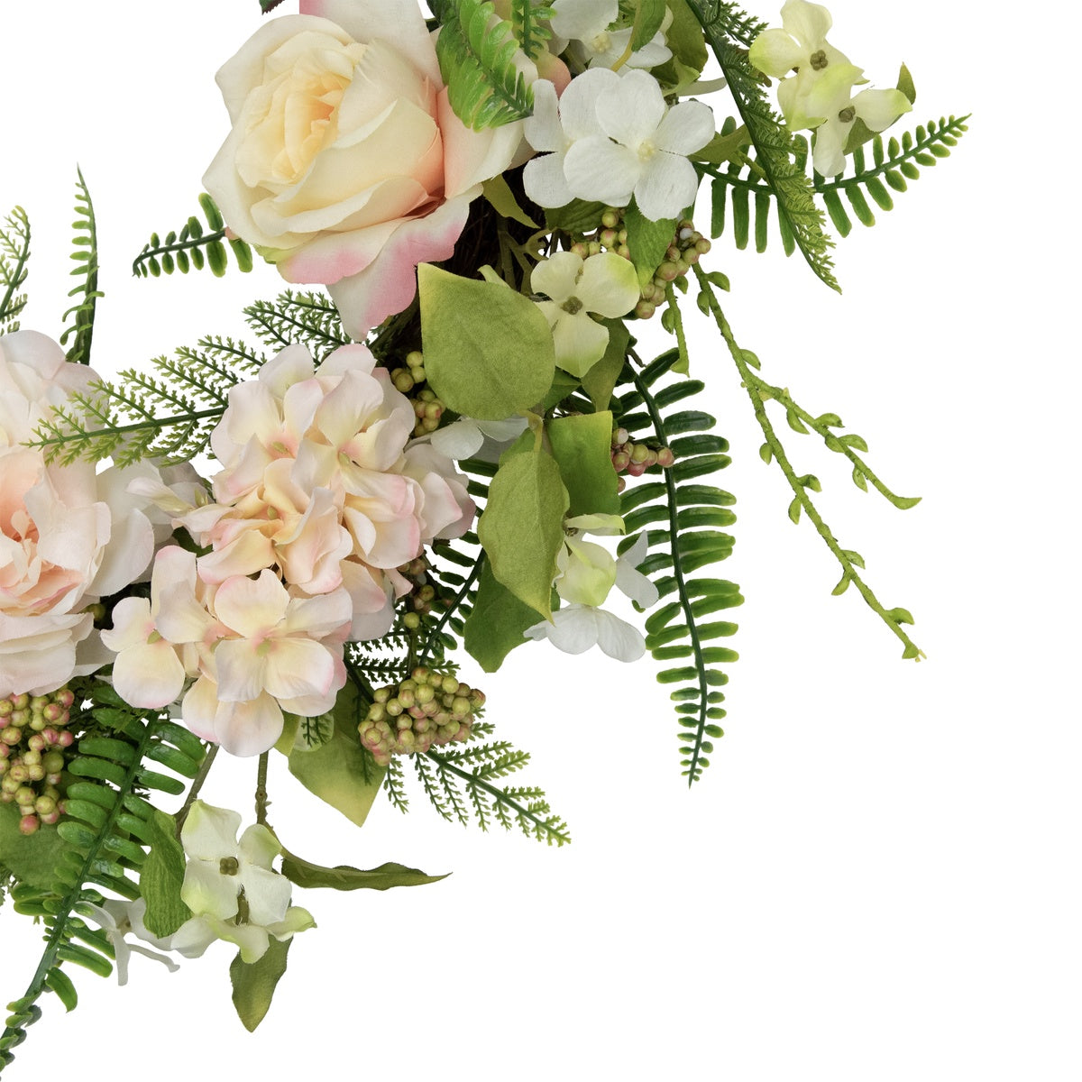  Northlight Rose and Peony Fern Artificial Floral Spring Wreath  Pink - 24-Inch - Default Title - Bonton