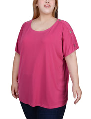 Plus Size Short Sleeve Extended Sleeve Tunic Top