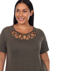 Plus Size Crisscross Cutout Short Sleeve Top